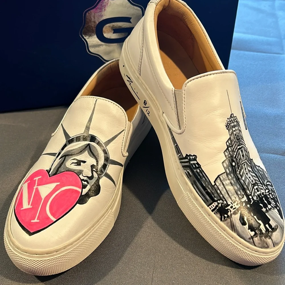 Signed Limited Edition (8/12) Artist Leah Tinari GREATS Sneakers SZ 37 or 6.5 - Picture 2 of 15